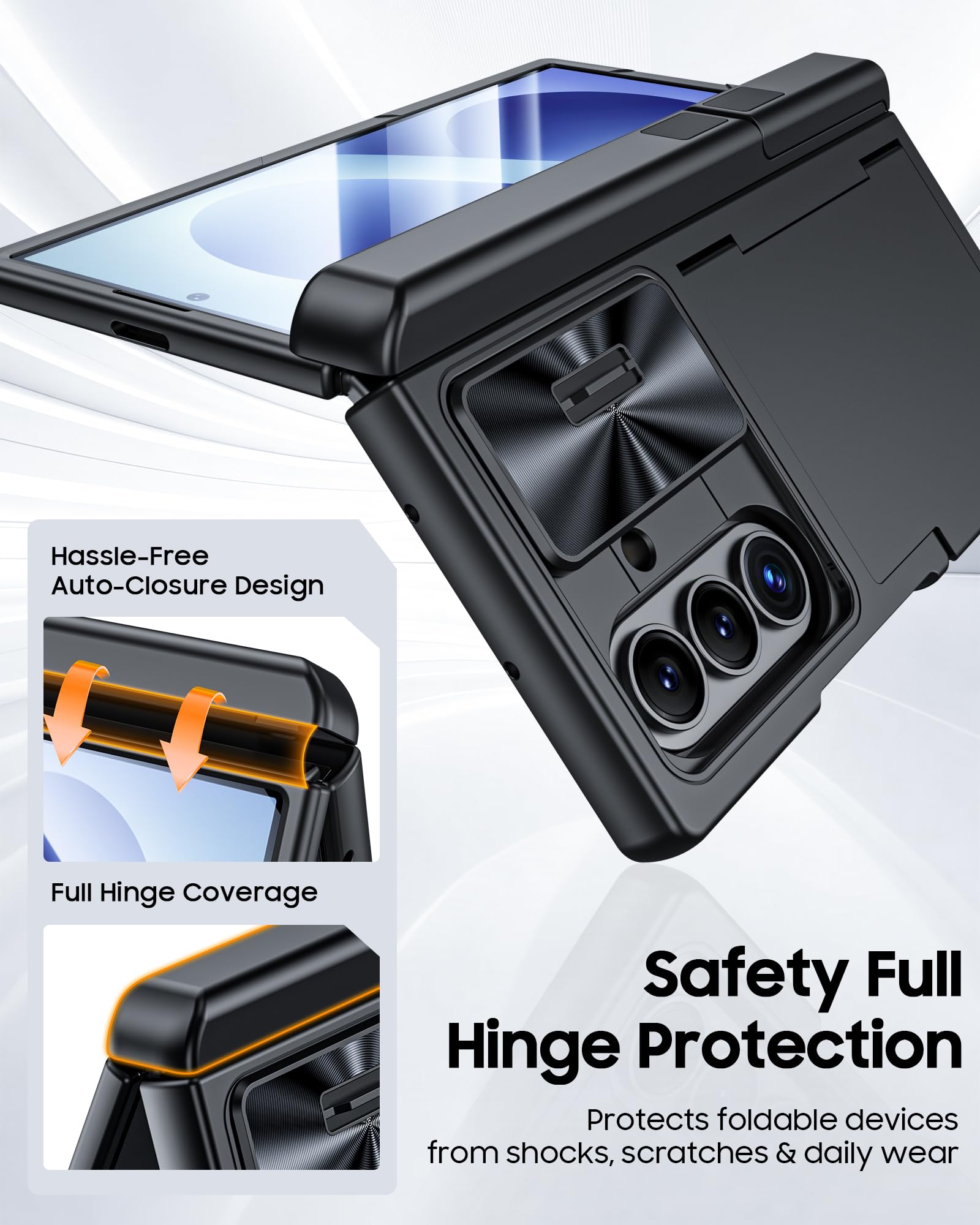 Vizvera Custodia per Samsung Galaxy Z Fold 8 Ultra 2026 con porta carte e supporto RFID, pellicola protettiva in vetro temperato HD, copertura per fotocamera scorrevole, protezione per cerniera