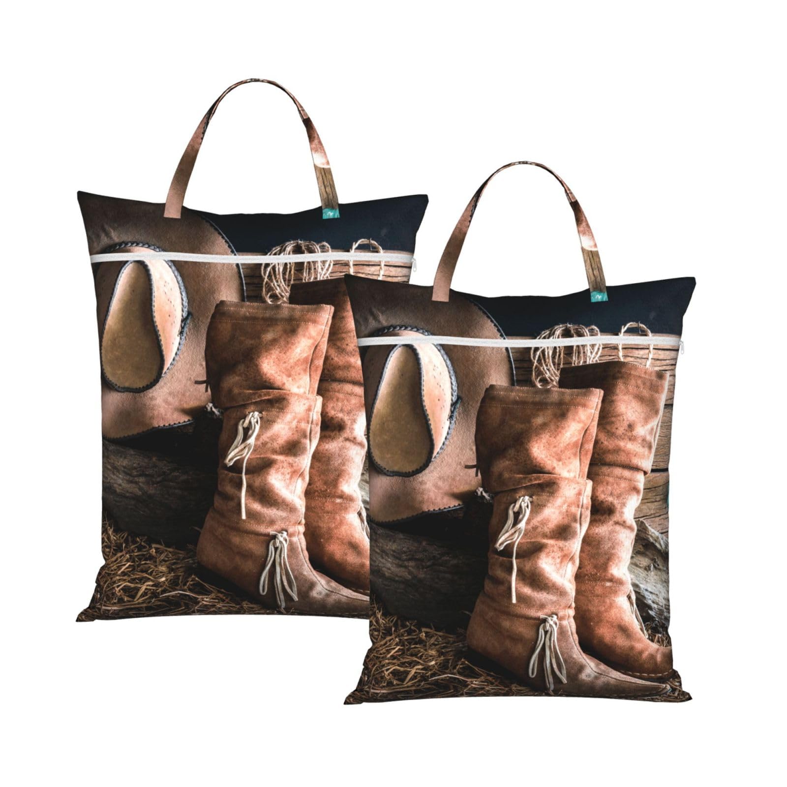 YFSGDLBN Cowgirl Boots Hat in Farm printed Travel dirty laundry bag clothes pack Storage Basket Bag