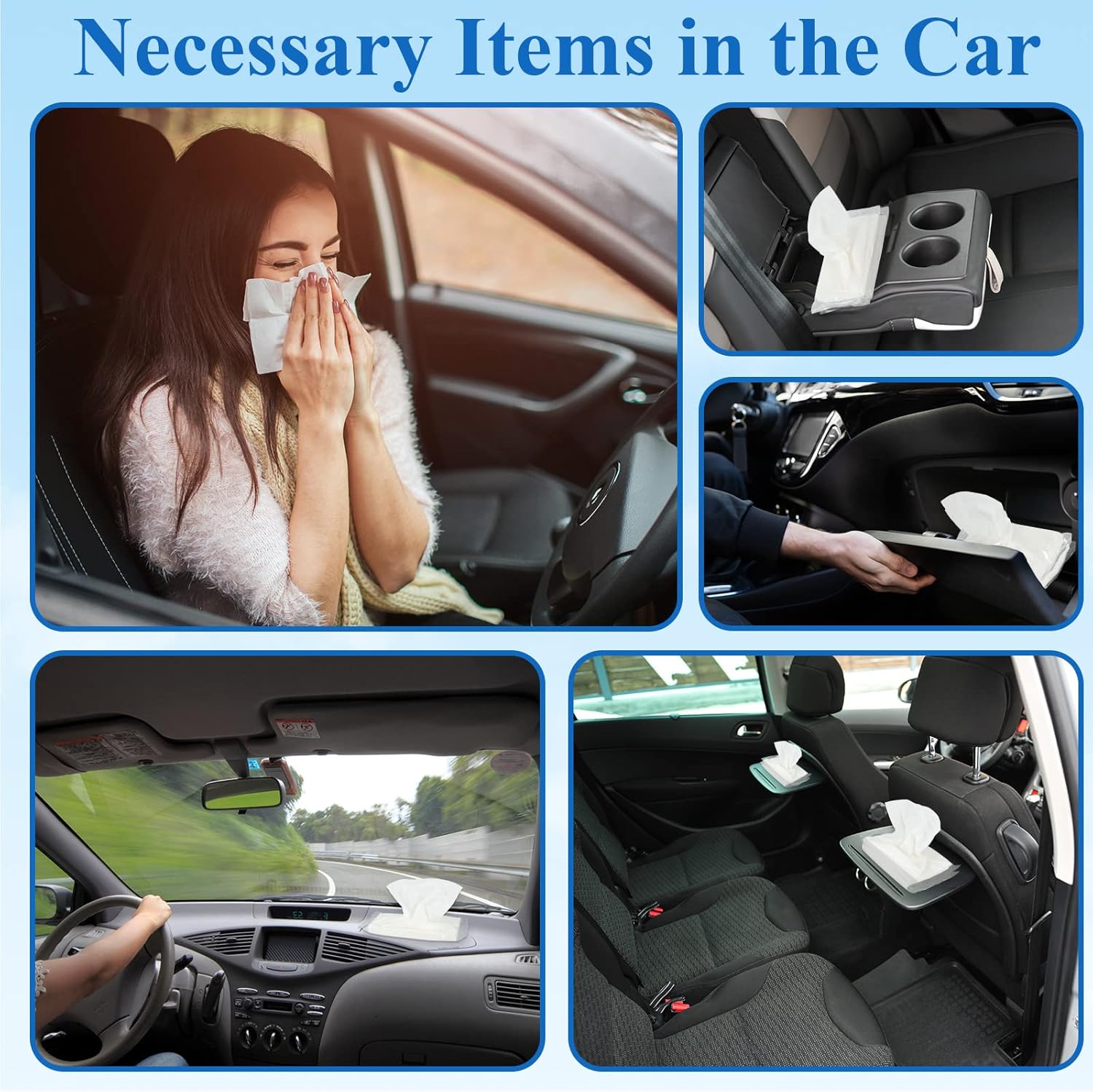 Crtiin 50 Pack Car Tissues Refill Auto Visor Tissues for Car Napkin Holder Refills Face Towel for Auto Sun Visor Travel, Soft and Smooth,3 ply,1500 Sheets