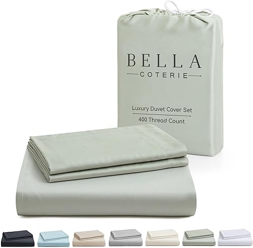 Bella Coterie - Juego de funda de edredón de bambú de lujo tamaño King  Cultivado orgánicamente  Ultra suave  Enfriamiento  Dos fundas de almohada