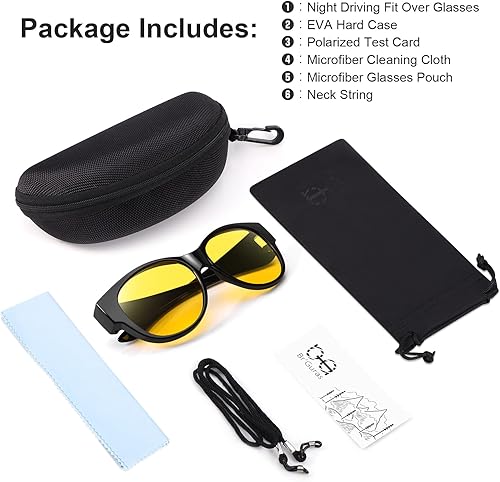 Vista 7 de Br'Guras - Gafas de sol polarizadas de gran tamaño para usar sobre lentes de prescripción para hombres y mujeres