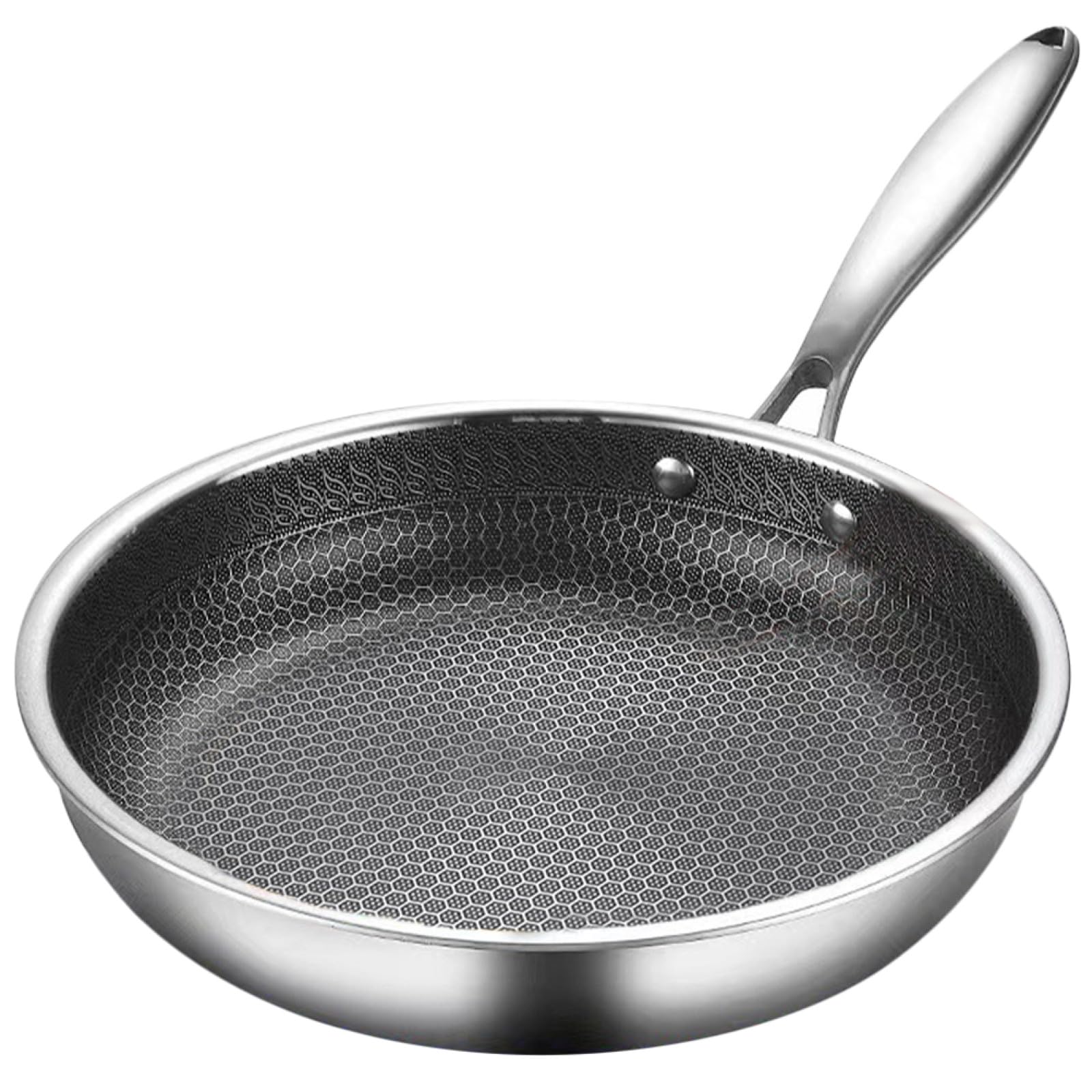 Batterie de cuisine en acier inoxydable Toyvian : poêle et wok durables à surface texturée