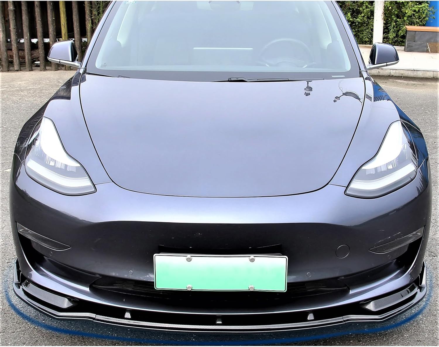 Front Bumper Lip Front Spoiler Wing Fit for 2017-2023 Tesla Model 3 Accessories(Glossy Carbon Fiber)
