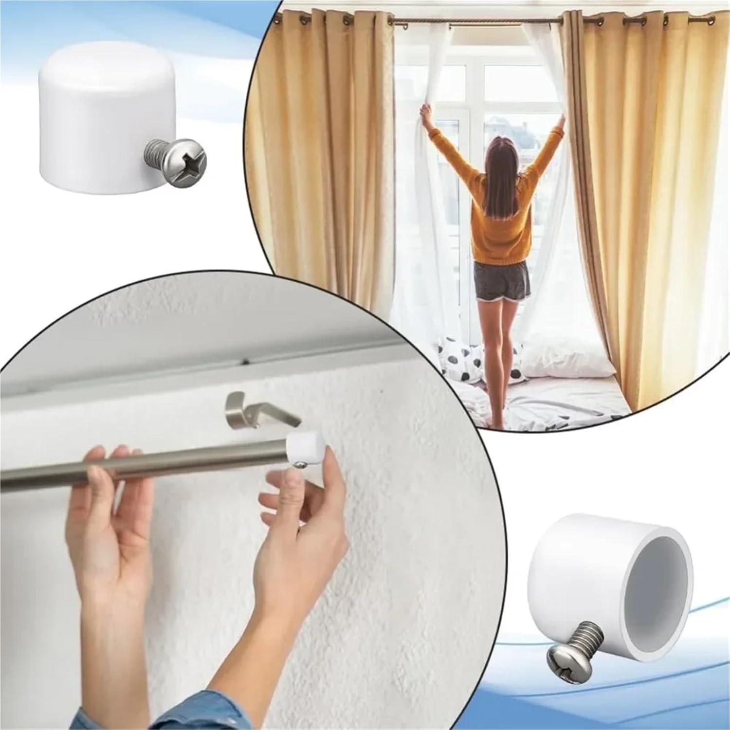 Curtain Rod Ends 24Pcs Window Curtain Rod End Caps Iron Finials with Screw Pole Plug for 0.75 Inch Diameter(AECH04-11568)