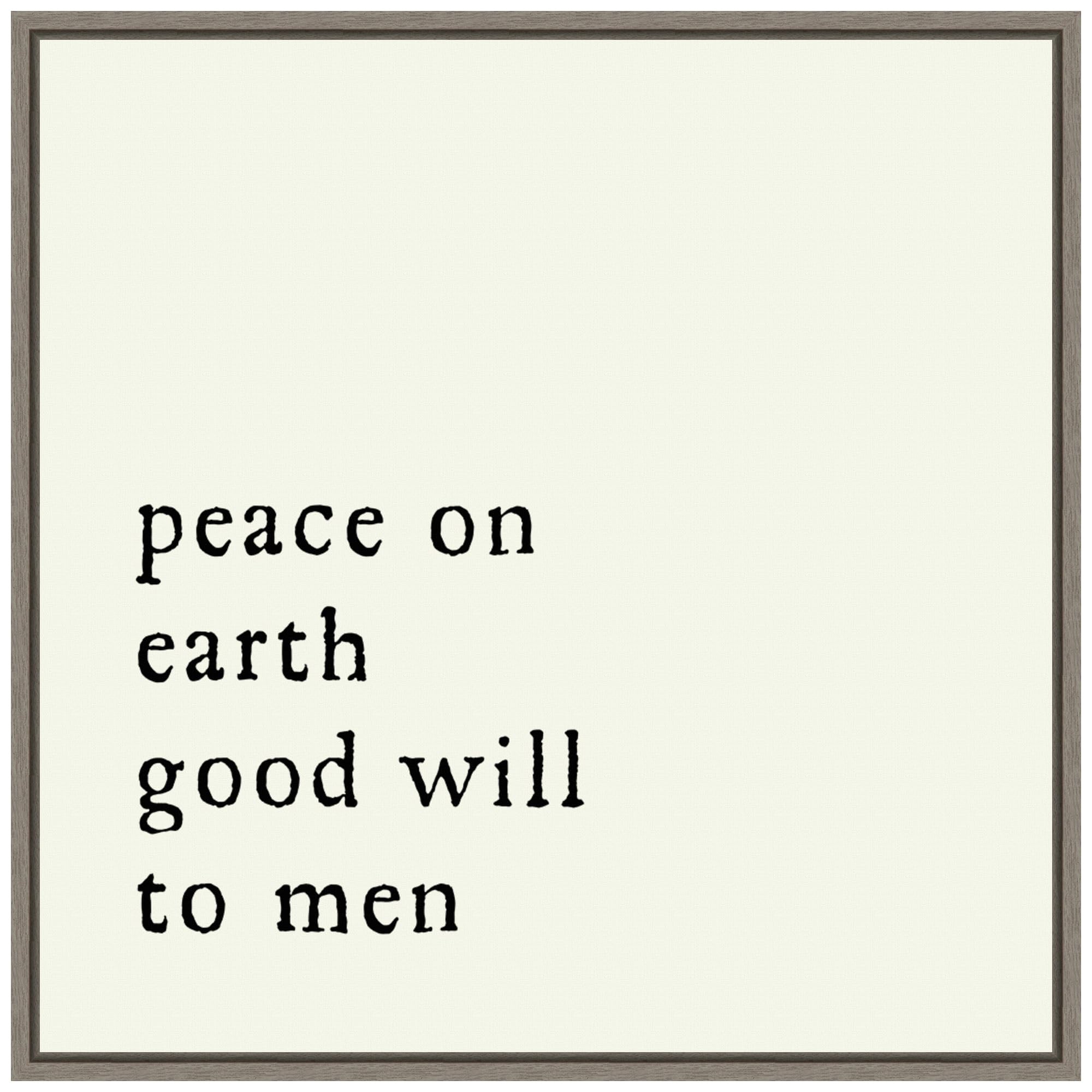 Amanti Art Framed Canvas Wall Art 30x30 Peace On Earth Portfolio, Framed Wall Art Canvas, Typography Artwork, Country Rustic Decor, Large Poster Painting for Living Room, Bedroom,