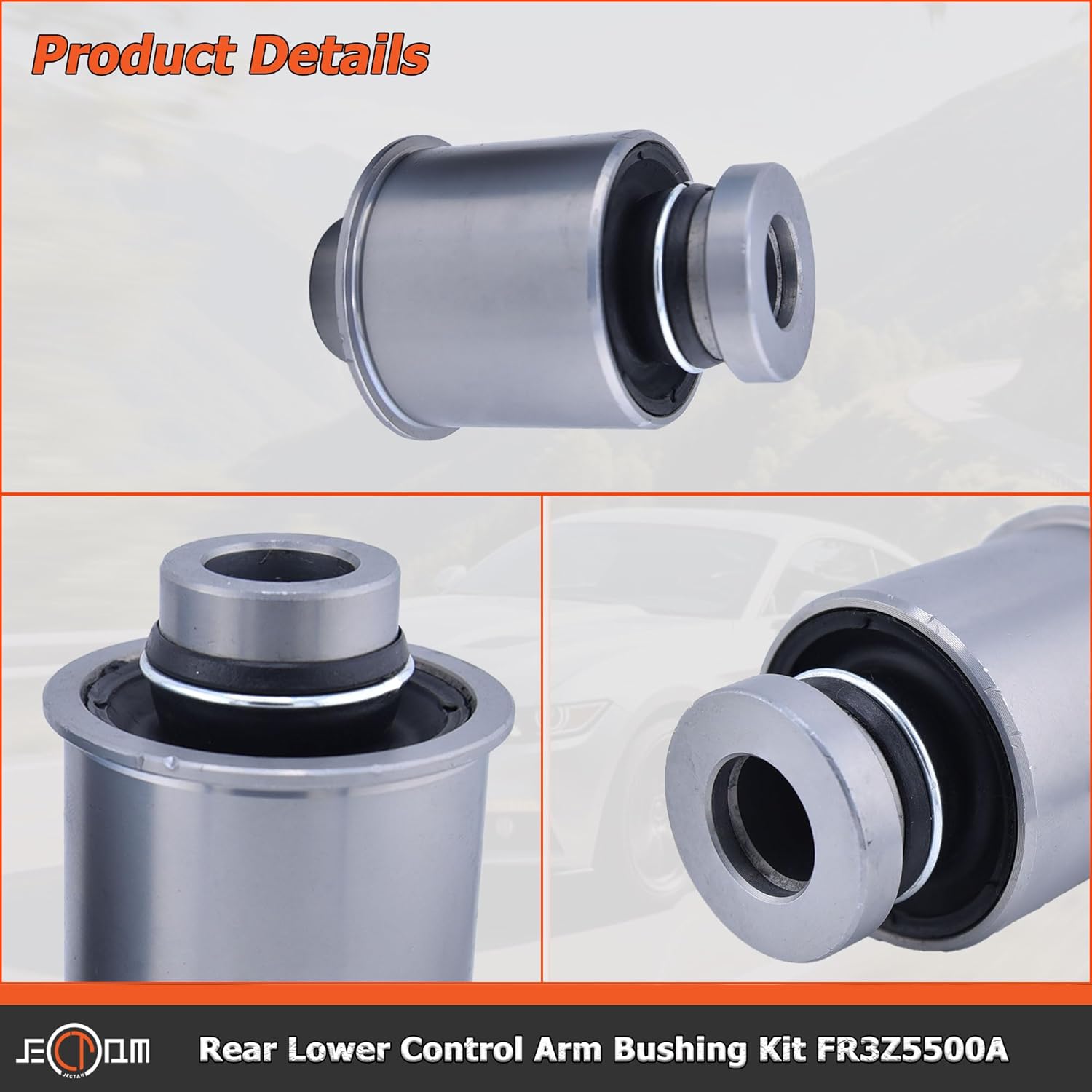 Rear Lower Suspension Trailing Control Arm Bushings Left & Right Compatible with Ford Mustang 2015-2023 Replaces for FR3Z5500-A FR3Z5500A Arm Bushing 2PCS