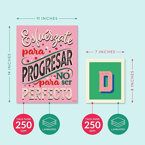 Miniatura 2 de Juego de 8 carteles motivacionales en español y letras BIENVENIDOS para profesores y estudiantes, carteles en español que inspiran  Carteles