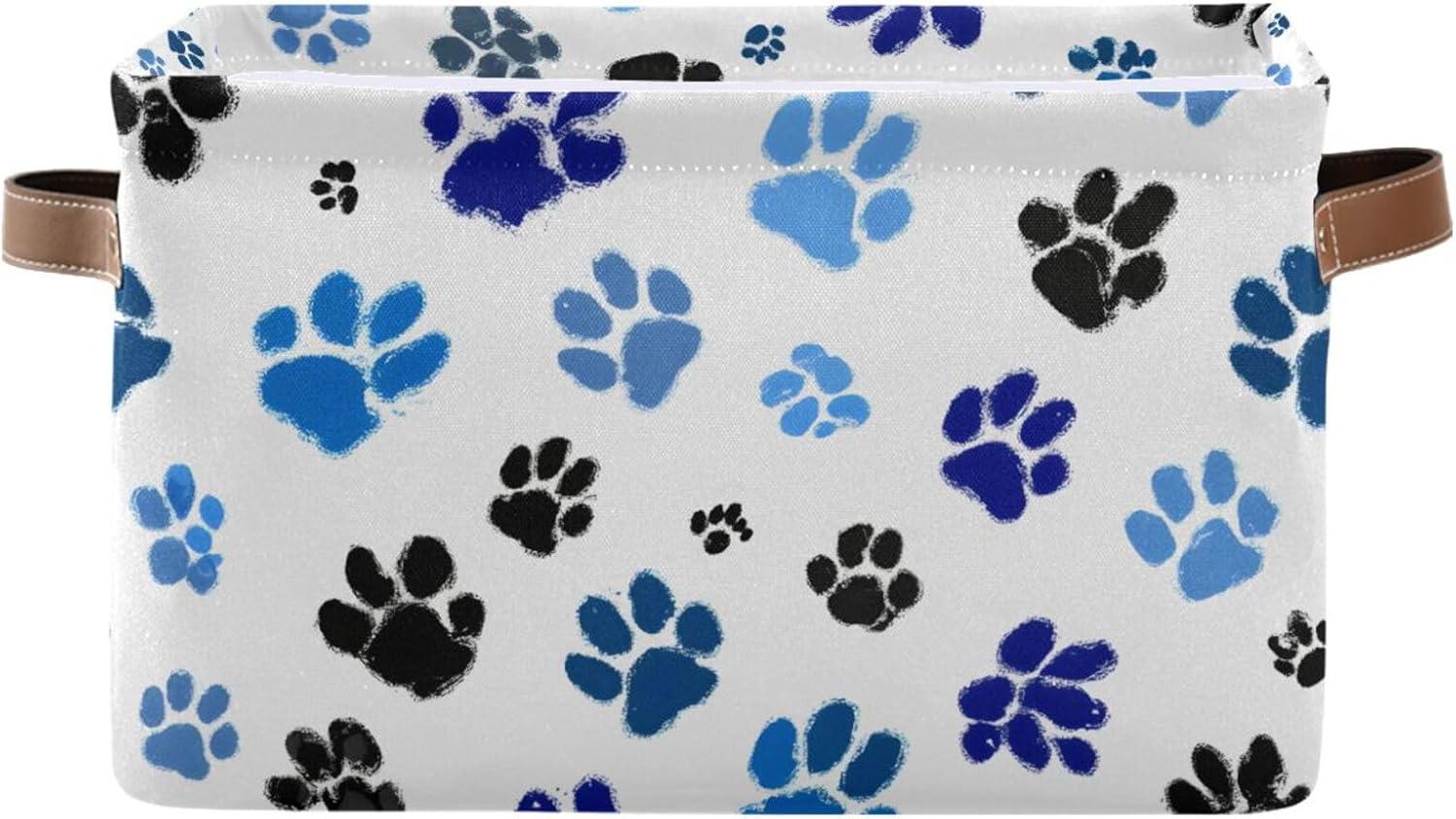 OTVEE Canvas Bins for Closet Shelves Organizing Blue Black Dog Cat Animal Paws Storage Basket Baby Clothes Organizers Storage Box Nursery Bins Gift Baskets 2 Pack