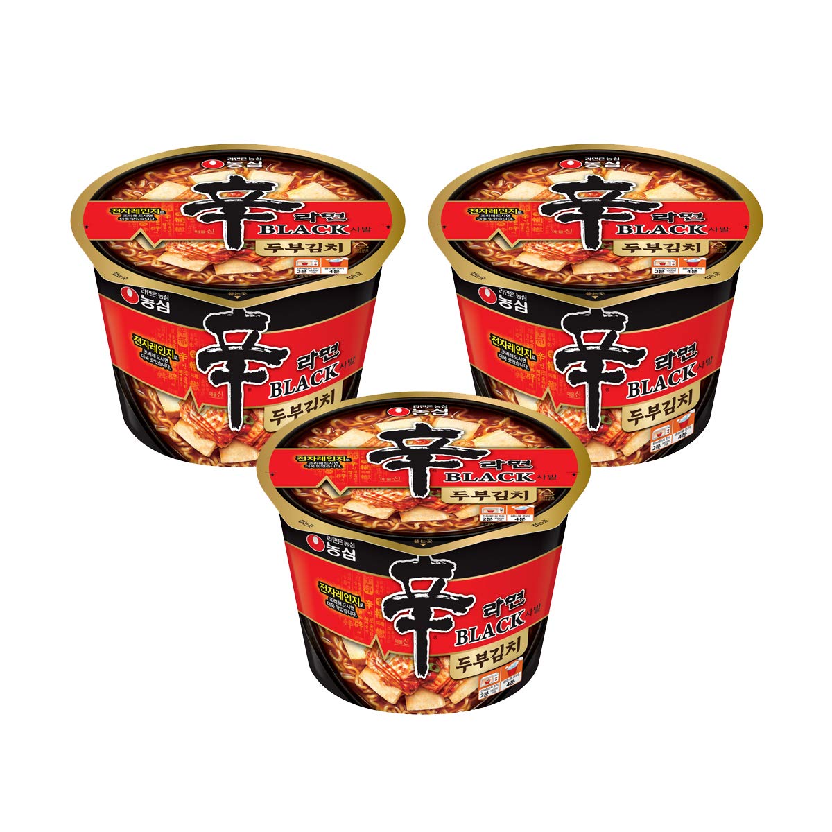 [Nongshim] Shin Ramyun Black Tofu & Kimchi Cup Noodles (Pack of 3) / Hot & Spicy Noodle Soup / Korean Food / Korean Ramen (Overseas Direct Shipment)