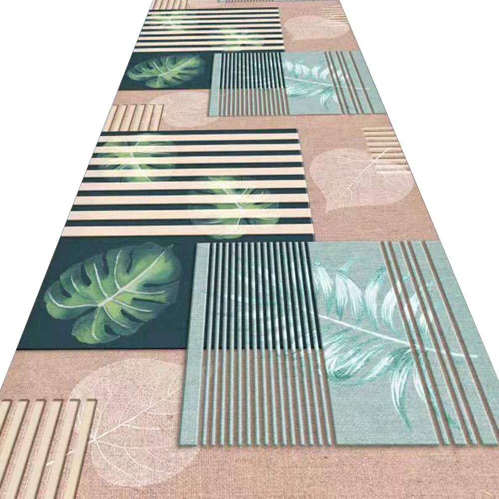 Tapis couloir anti humidité résistant en polyester motif feuilles A