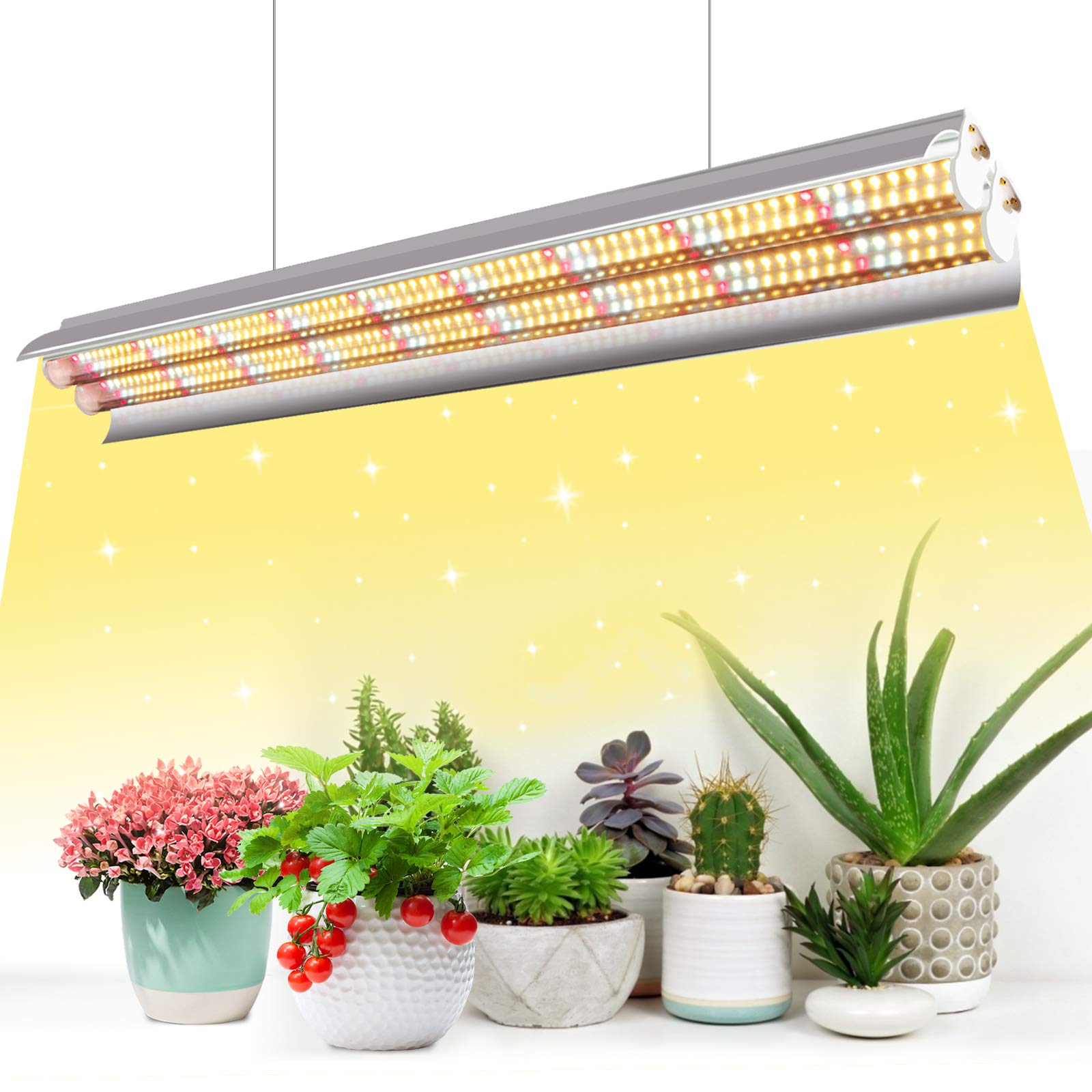 Niello T5 162LEDs Lampada per Piante, Full Spectrum 60CM lampade LED Coltivazione, Lampada per coltivazione di piante con riflettore/Design a catena a margherita per semina,scaffali di coltivazione