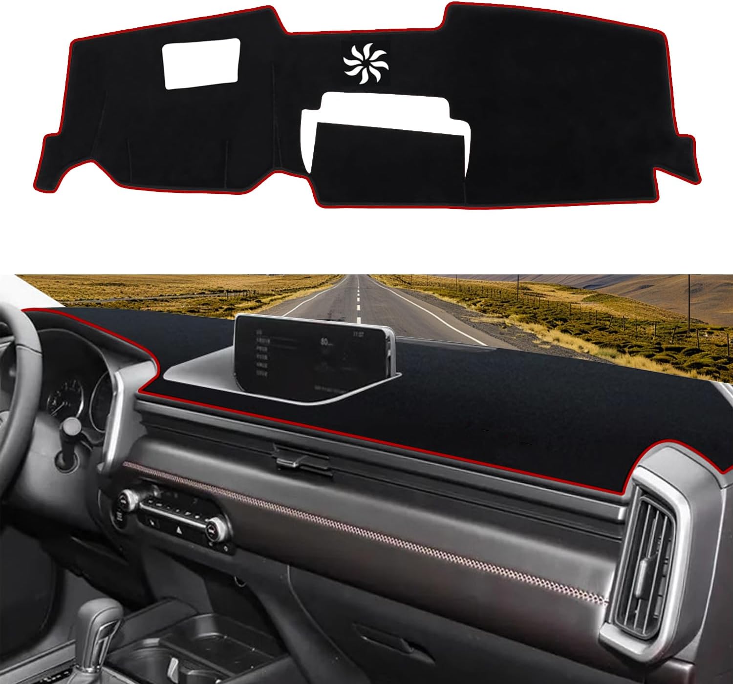 Dashboard Cover Dash Cover Mat Pad Carpet Custom Fit for Mazda CX-50 CX50 2023 2024 2025 2026(with HUD) Accessories Anti-Skid Center Console Protector Cover Mat(Red Edge)