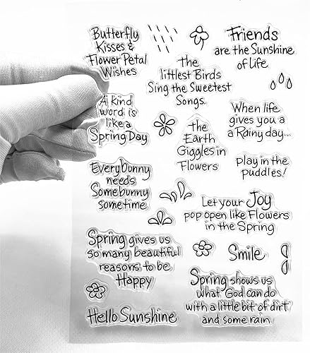 Sellos transparentes con sentimientos, diseño de palabras de lluvia de primavera, diseño de palabras de bendición, sellos transparentes de goma de