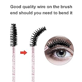 CHEFBEE 100PCS Disposable Eyelash Brush, Mascara Wands Makeup Brushes Applicators Kits for Eyelash Extensions and Eyebrow with Container (Pink Black)