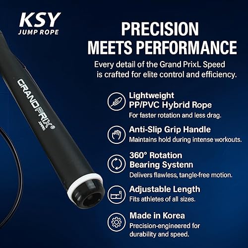 Miniatura 5 de Cuerda de salto de velocidad para hombres y mujeres (serie Grand Prix Speed)  Cuerda de saltar de PVC ajustable para entrenamientos de fitness,
