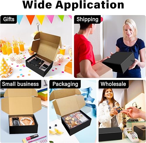 Miniatura 6 de Paquete de 30 cajas de envío negras de 9 x 6 x 4 pulgadas, cajas de correo corrugado, cajas de embalaje para productos, caja de cartón reciclable,
