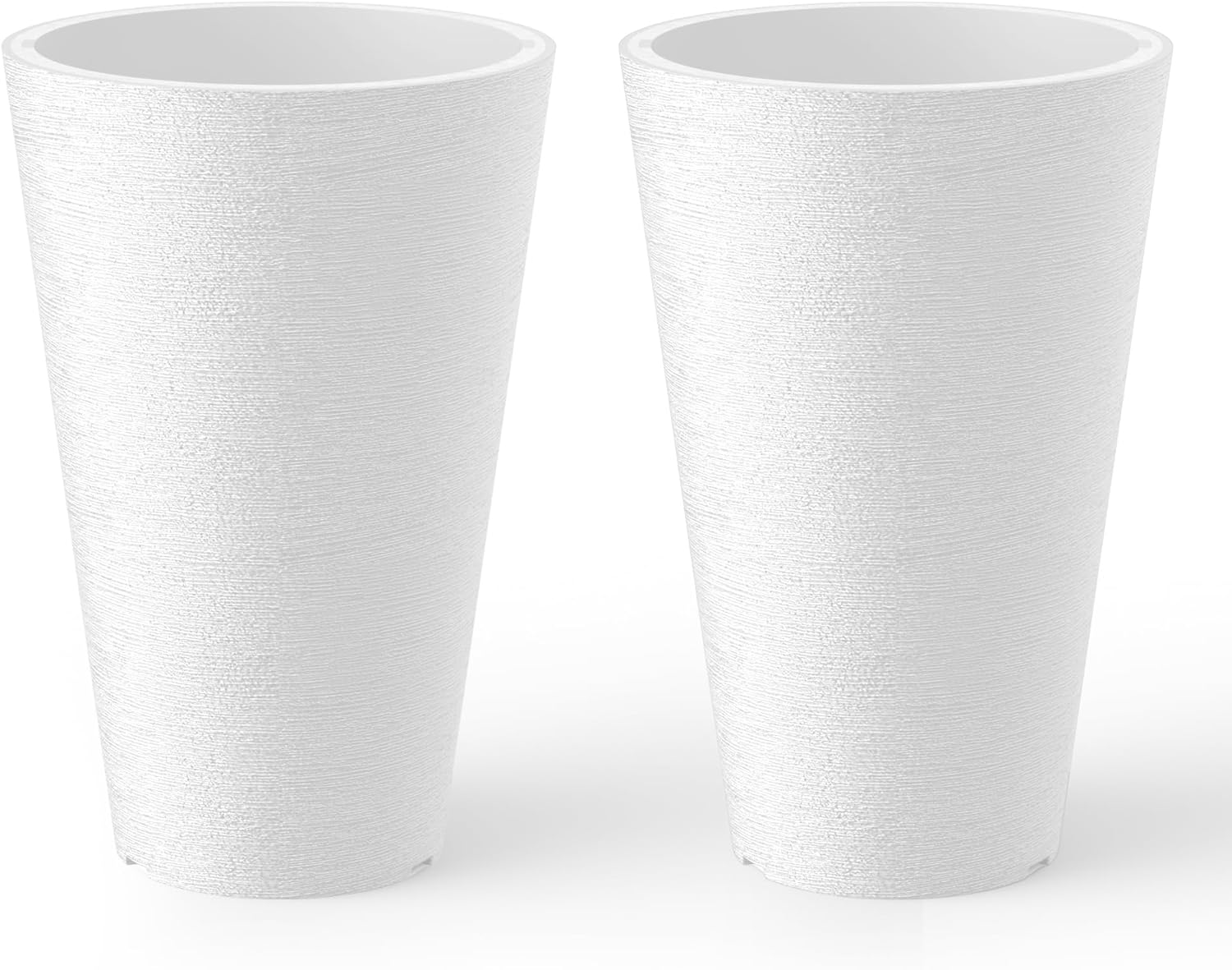 Kante Tall Round Planter Set of 2, 13 Inch Tall Decorative Planter Pots for Outdoor Indoor Garden Patio Front Porch (White) White 13" H
