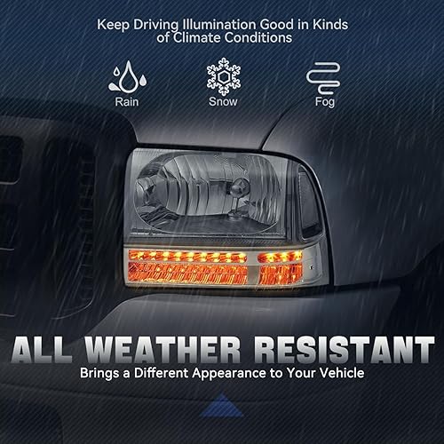 Miniatura 5 de Auto Dynasty Conjunto de faros delanteros compatible con Ford F-250 F-350 Super Duty 1999-2004, faros halógenos para el lado del pasajero
