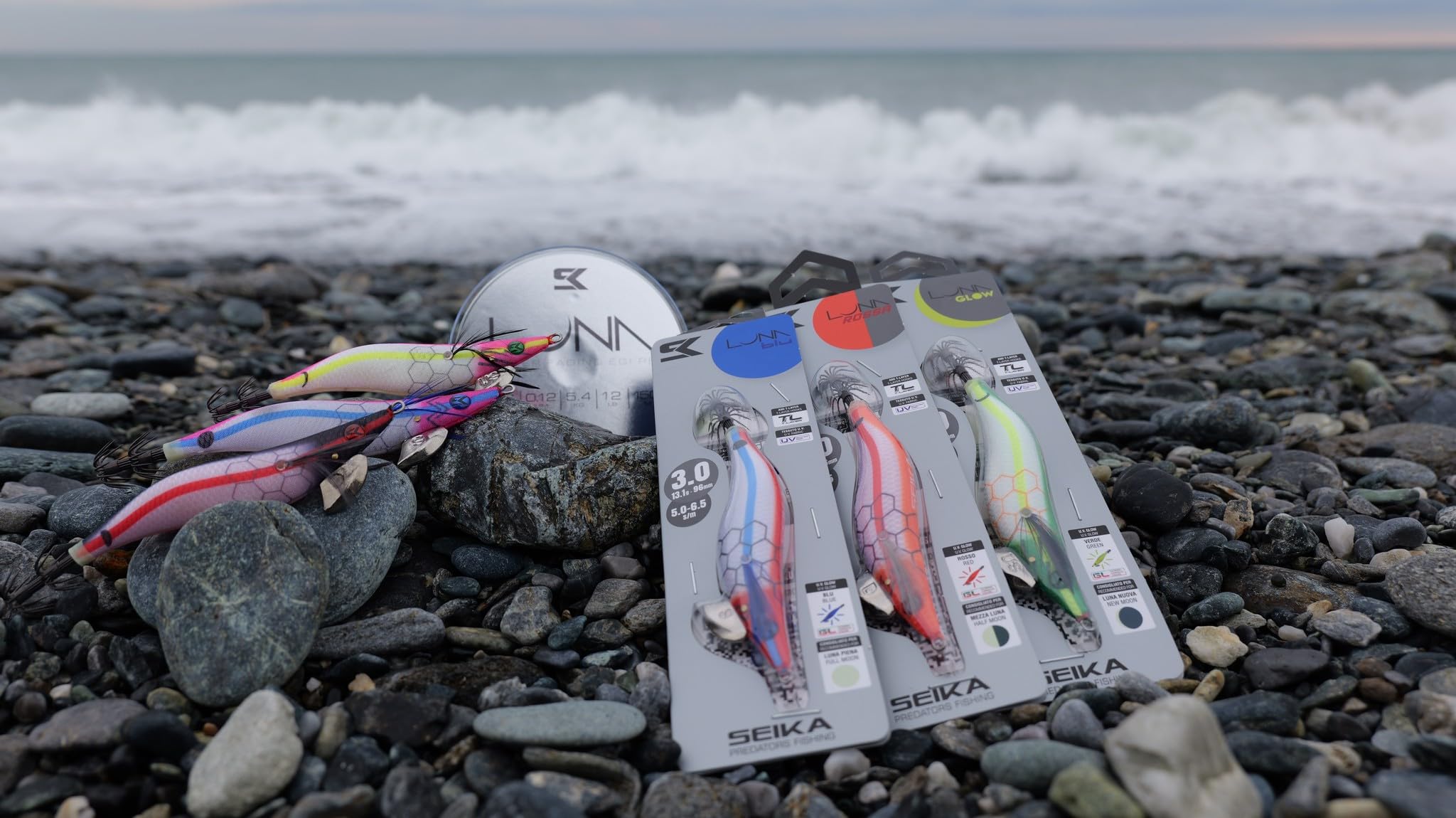 Totanara Luna Egi 3,0/3,5 Tubertini Seika - Ultra Shallow, Deep o Shallow, Totanara Luminosa per Calamari e Seppie, Alta Visibilità per Pesca Notturna