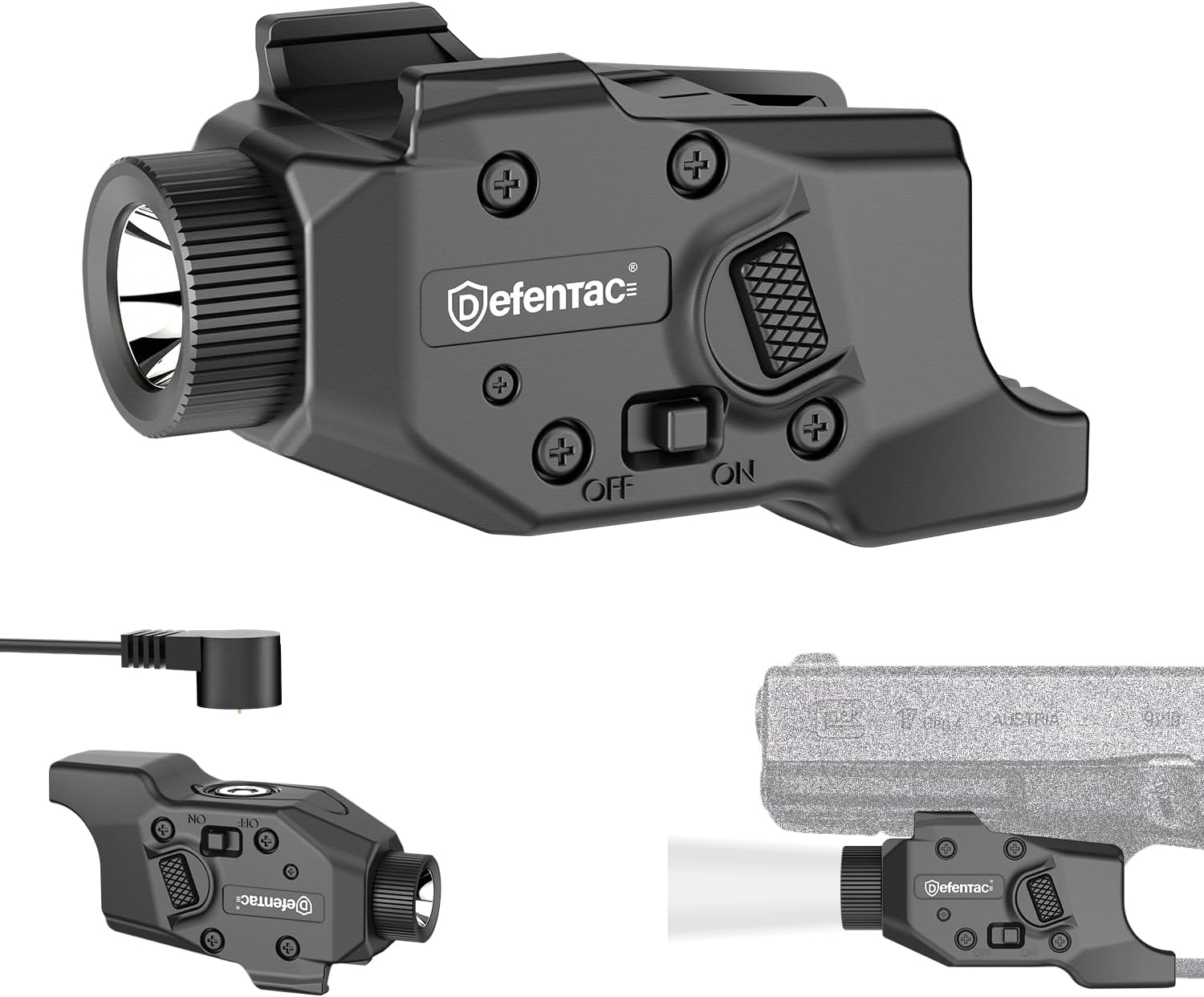 DEFENTAC 500 Lumens Pistol Light is Exclusive Compatible with Glock Gen3 17/19/21/22/30/31 Gen4/5 17/19/20/21/22/23/29/32/35，Momentary and Strobe