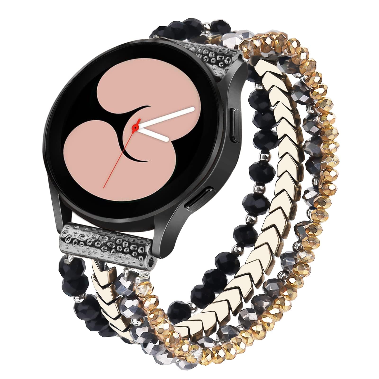 VISOOMBeaded Boho Bracelet Compatible for Samsung Galaxy Watch 7/6/5/4 40/44mm Bands/Active 2 Watch 4 Classic 42mm Band Women, 20mm Handmade Cute Elastic Crystal Beads Bracelet for Galaxy Watch 5 pro