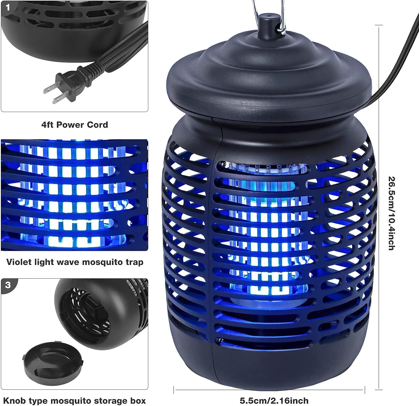 Bug Zapper Attractant Electric Mosquito Zappers Killer Insect Fly Trap Repellent, Waterproof Outdoor Indoor Electronic Light Bulb Lamp for Patio Backyard