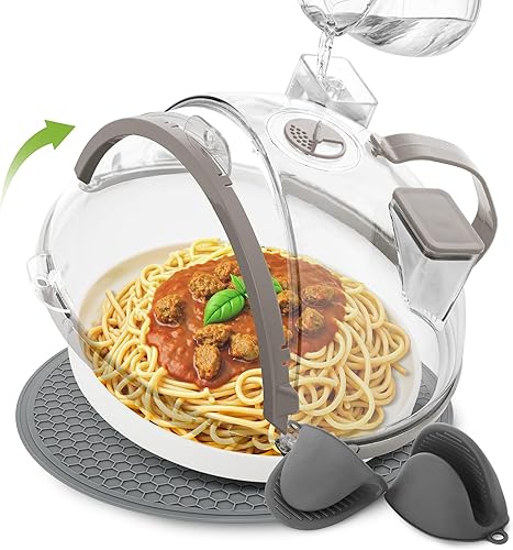 Miniatura 8 de Cubierta para microondas para alimentos, cubierta de salpicaduras de microondas de 10 pulgadas con vaporizador de agua, color verde