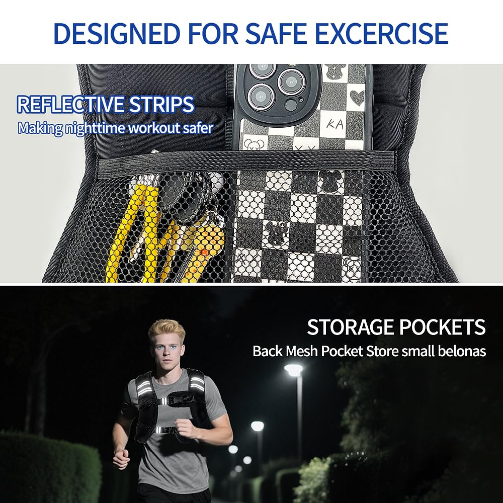 Gilet Zavorrato, 5KG, Giubbotto Zavorrato per Aumentare il Carico e l'Intensità dell'Allenamento, Perfetto per Rafforzamento, Corsa, Cardio, HIIT, Gilet Zavorrato da Corsa per Donna e Uomo