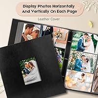 Vista 3 de Álbum de fotos de bolsillo para 1000 fotos 4x6 con cubierta de cuero, capacidad extra grande para 1000 fotos horizontales y verticales, páginas
