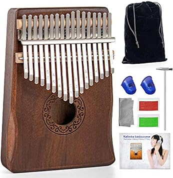Kalimba Thumb Piano 17 Keys, Solid Wood Thumb Piano for Beginners Adults, Portable Finger Piano with Instruction - Ideal Musical Gift for Relaxation