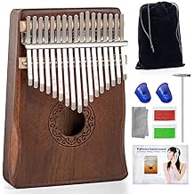 Kalimba Thumb Piano 17 Keys - Ucuber Portable Easy Operation Piano with Engraved Notes, Mahogany Wood, Best Gift Mother's Day Mbira Hurdy Gurdy for Kids Adult Beginners Professional