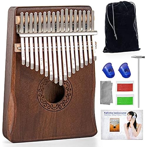 Kalimba Thumb Piano 17 Keys, Solid Wood Thumb Piano for Beginners Adults, Portable Finger Piano with Instruction - Ideal Musical Gift for Relaxation
