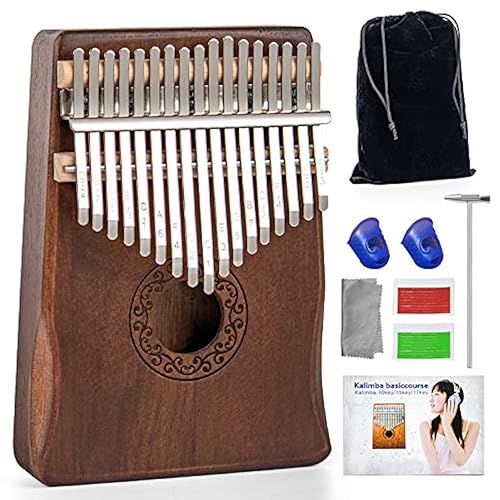 Kalimba Thumb Piano 17 Keys - Ucuber Portable Easy Operation Piano with Engraved Notes, Learning Instruction, Best Gift Christmas Day Mbira Hurdy Gurdy for Kids Adult Beginners Professional - 17 Keys
