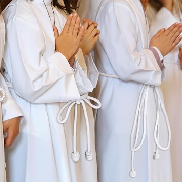 153 Inch Cincture Clergy Rope Monks ALB Robe Belt,White Knotted