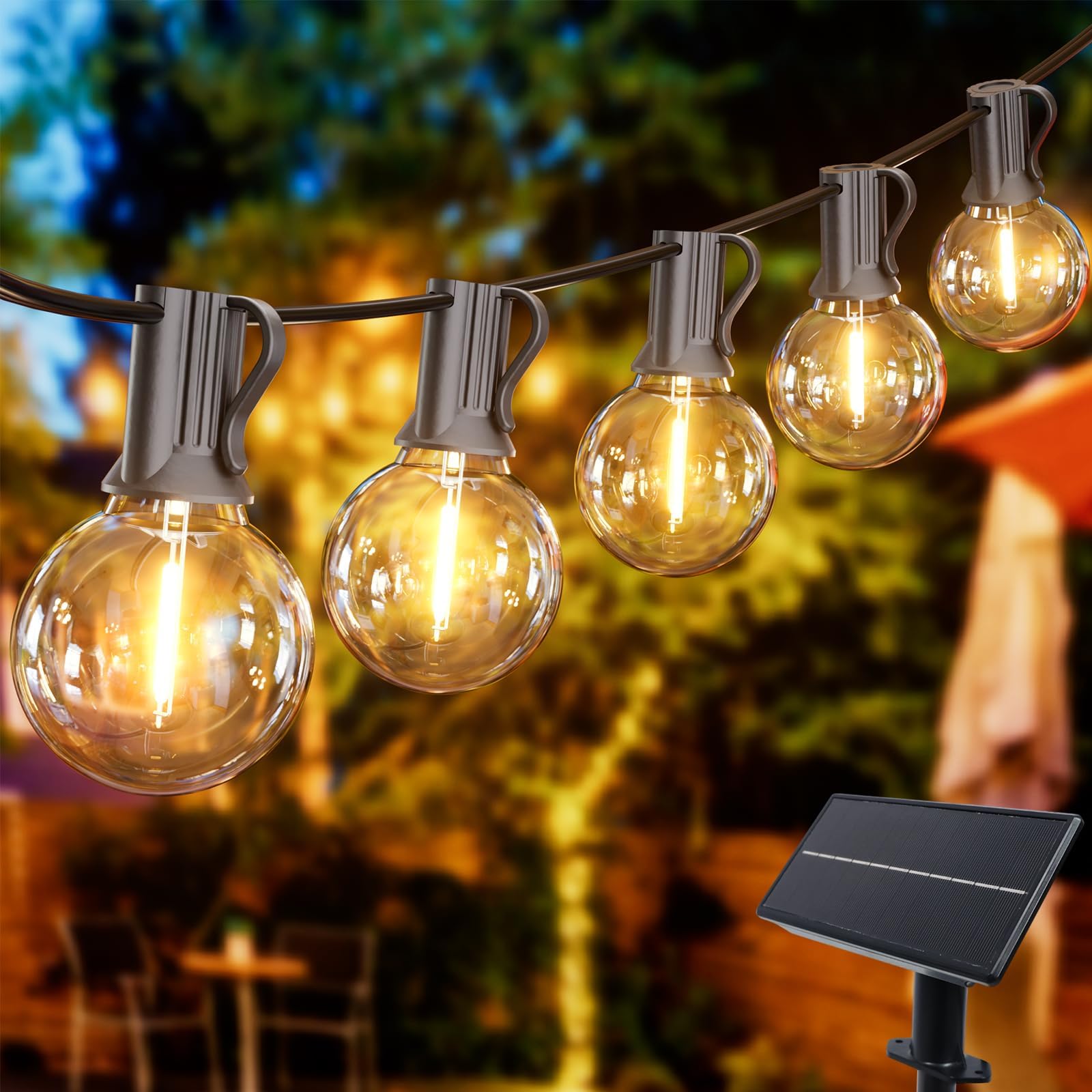 Yuusei Solar Lichterkette Aussen, 15M LED Lichterkette Außen Glühbirne