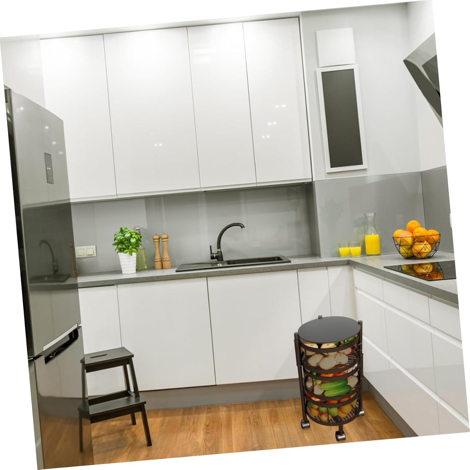 Cabilock Rotating Storage Rack Book Rack & Multifunctional Commodity Shelf for Kitchen Fruits and Vegetables Movable Organizer for Home Use