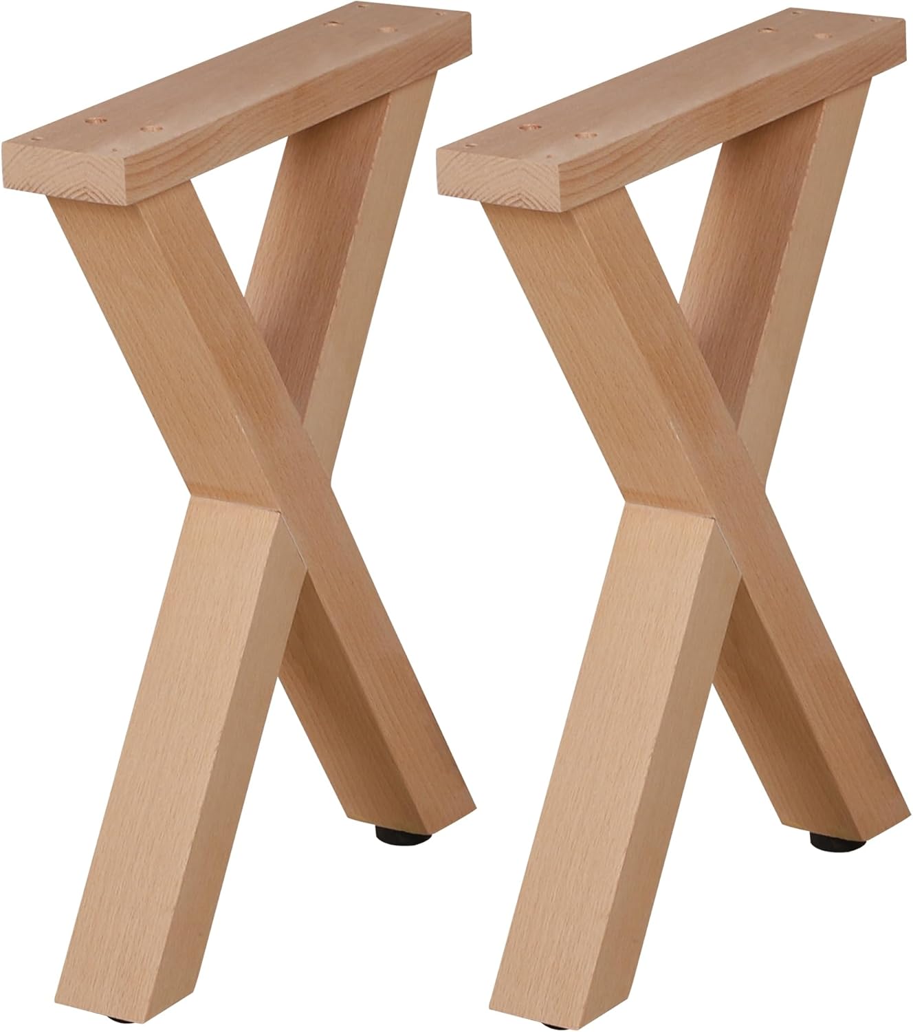 16 Inch H Shape Wood Furniture Legs - Table & Bench Replacement Legs Set of 2 - Rustic Modern Style - Square Unfinished Wooden Legs, Heavy Duty DIY Industrial