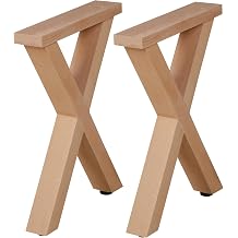 40" Wood Furniture Legs, Bench, Desk and Coffee Table Replacement Legs, Heavy Duty Furniture Feet, Square Unfinished Wooden Legs Set of 2, Home DIY Legs with Adjustable Levelers Screw-X Design