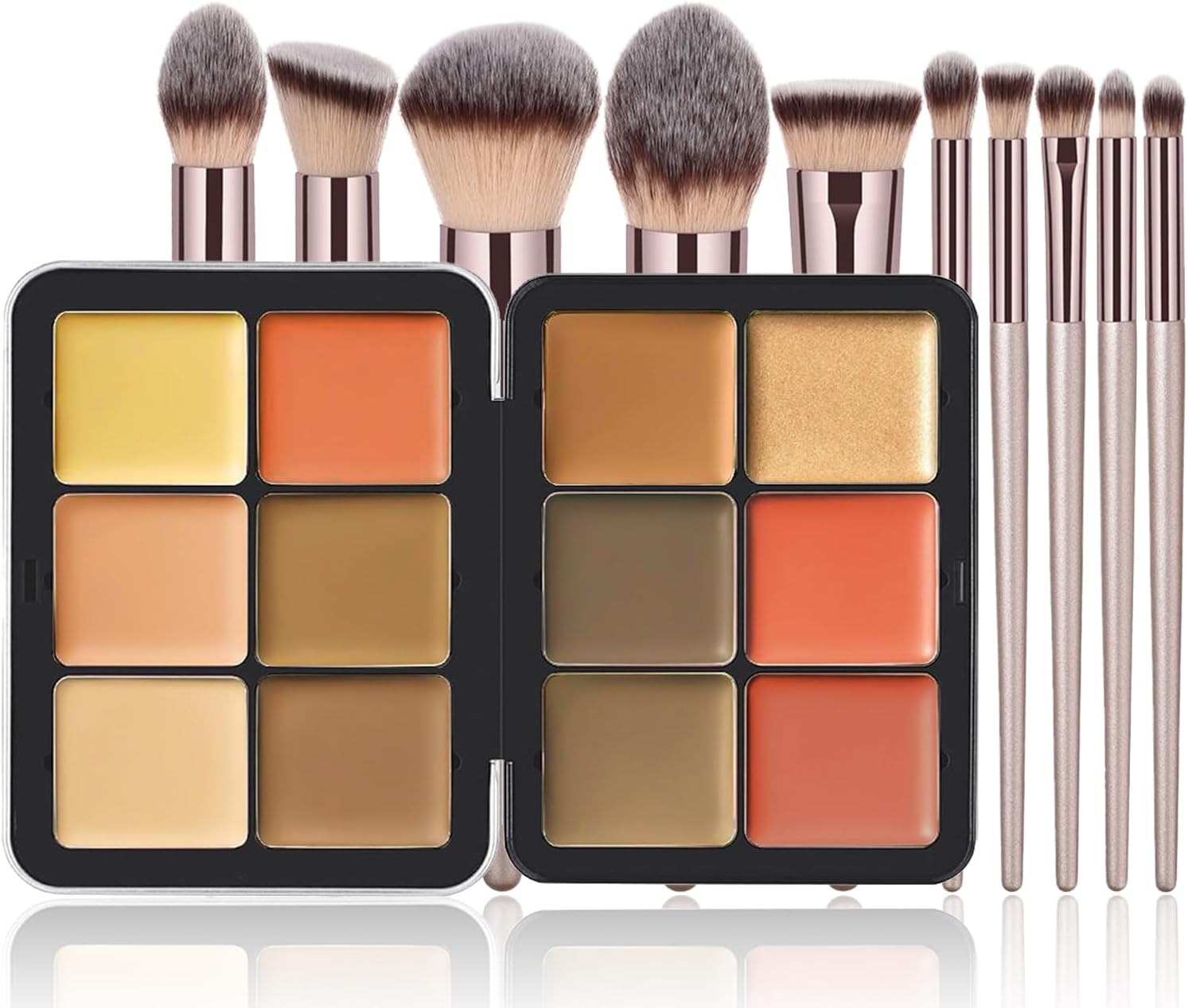 Creamy Blush Contour Palette, 12 Colors Concealer Blush Contour Palettes, Contouring Makeup Blushes Cream Matte & Makeup Brush Set Contour Concearler Palette Contouring Face for Women Girls