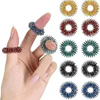 Anéis de massagem de dedos para alívio de estresse, pacote com 10, design de acupressão espiral, alivia a pressão das mãos para escritório, computador, viagens, 10 peças