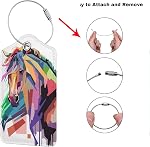 Horse Étiquettes de bagages Ensemble de 2 Valises Étiquettes, Sac en cuir Étiquettes Animaux artistiques Pattern Sac à dos, Nom frais Étiquettes Identifiers Bagages Étiquettes Femmes Filles Hommes Garçons, 4.6 x 2.7 Dans