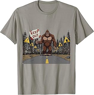 Bigfoot Keep Out Funny Cryptid Warning Forest Monster T-Shirt