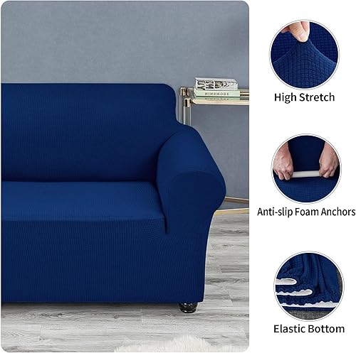 Miniatura 5 de Joccun - Funda de sofá de Spandex poliéster impermeable azul clásico con fondo elástico