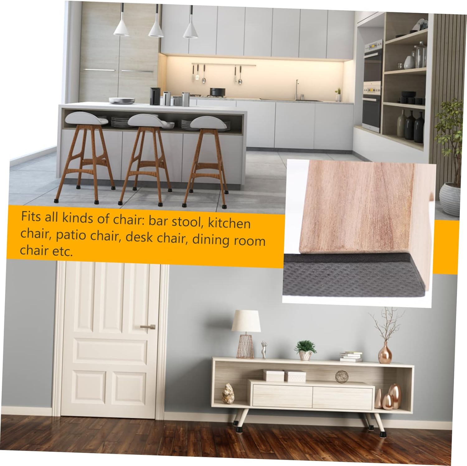 DOITOOL Sets Non-Slip Chair Feet Pads for Hardwood Floors Noise Reduction Furniture Pads Pcs