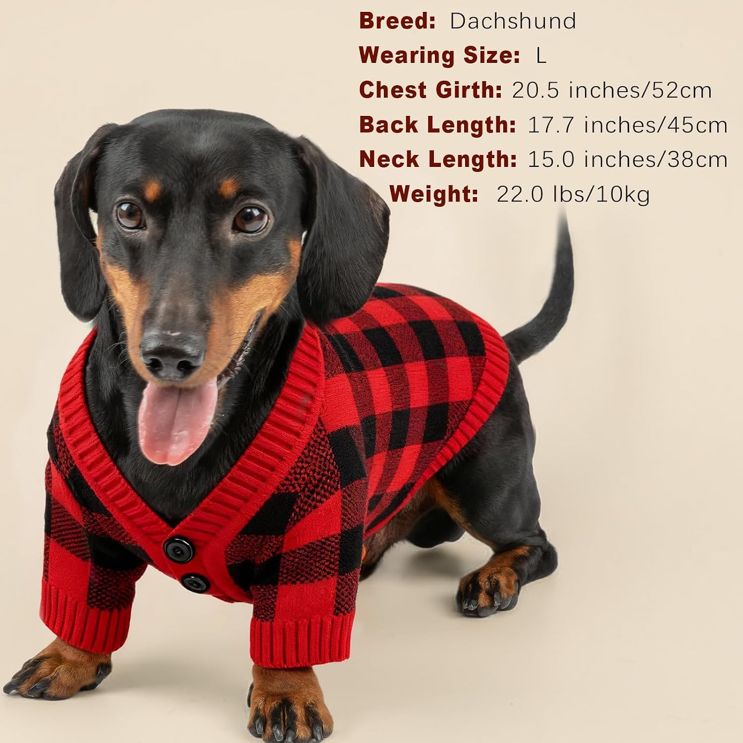 Dog Christmas Sweater Red Plaid Cardigans Dog Christmas Outfit Soft Warm Knitted Pet Clothes Cold Weather Puppy Clothes for Small Medium Large Dogs Cats