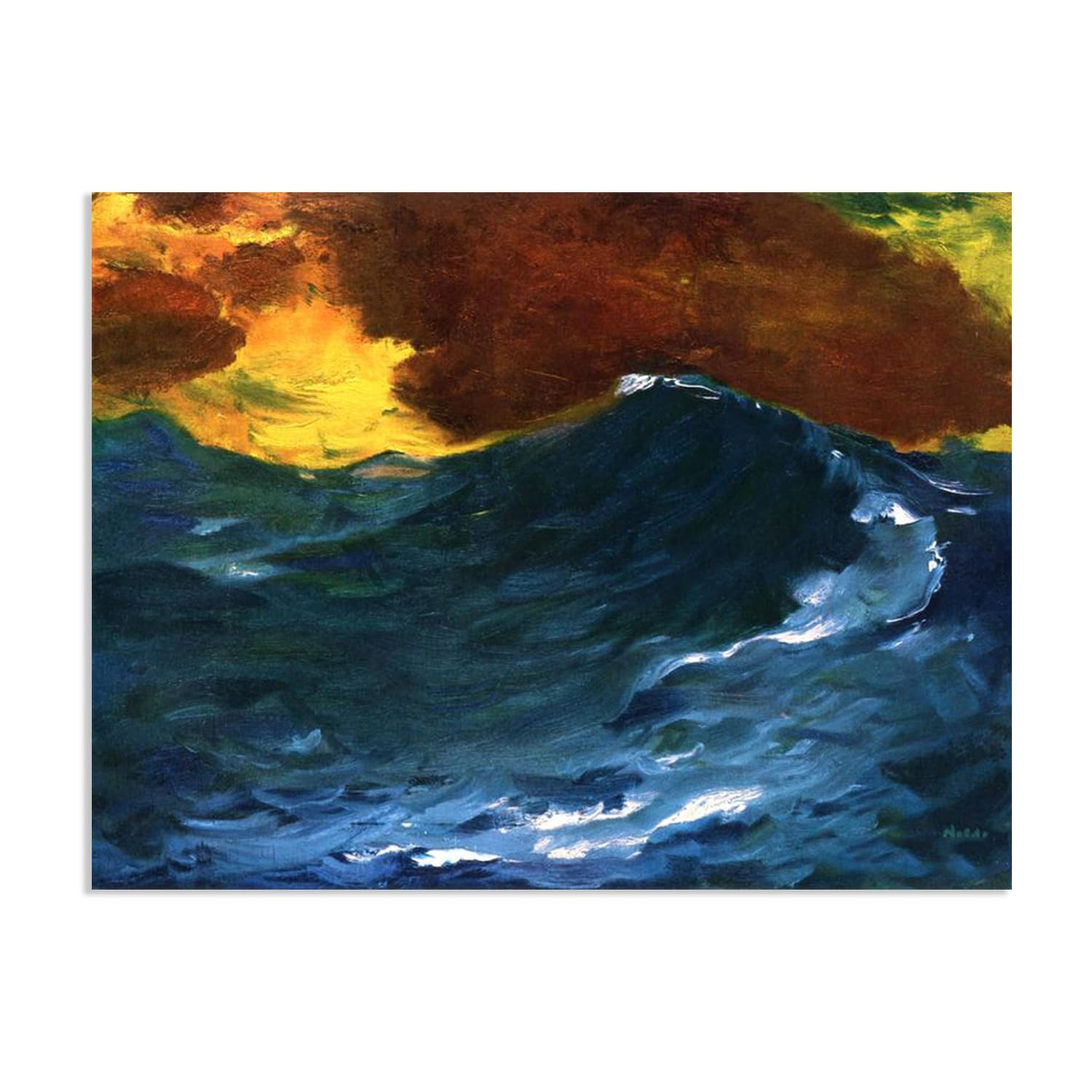 RXNHGJDS Emil Nolde Seascape Canvas Wall Art High Waves Abstract Reproductions Coastal Expressionism Artwork Wall Decor for Living Room Bedroom Office Home Decor100x70cm(33x28in) Frameless