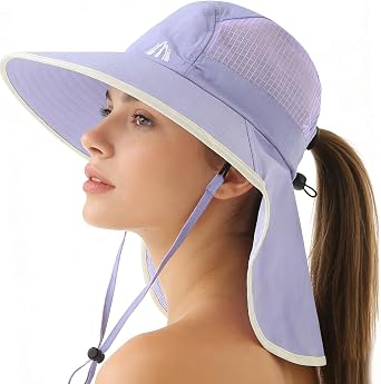 LMLALML Womens Sun Hats Hiking Fishinghat Wide Brim UPF 50+ UV Protection Gardening Hats with Large Neck Flap