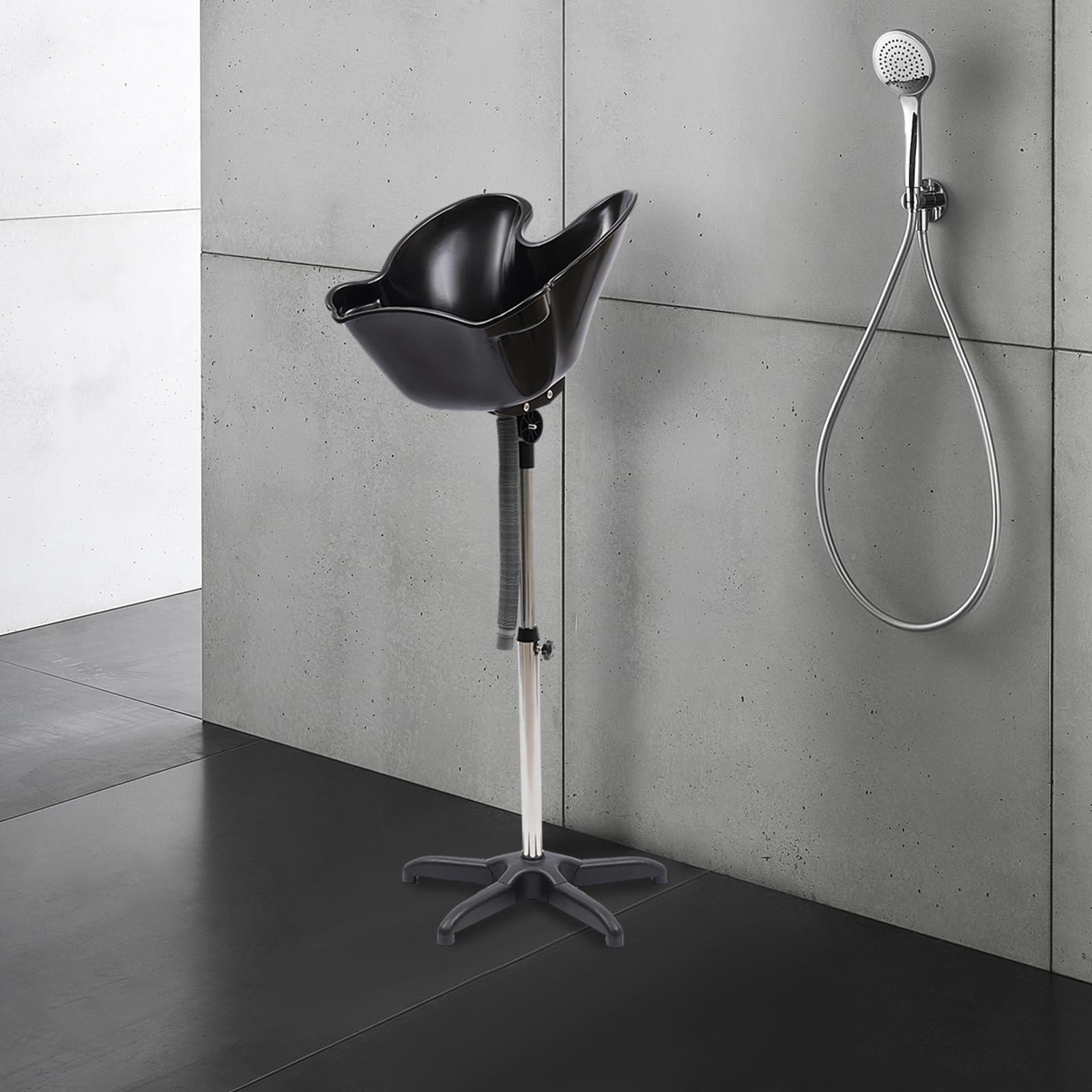 Lavabo de pelo ajustable en altura para personas mayores y hogares – Cómodo fregadero con lavabo profundo y soporte ajustable, incluye manguera de drenaje