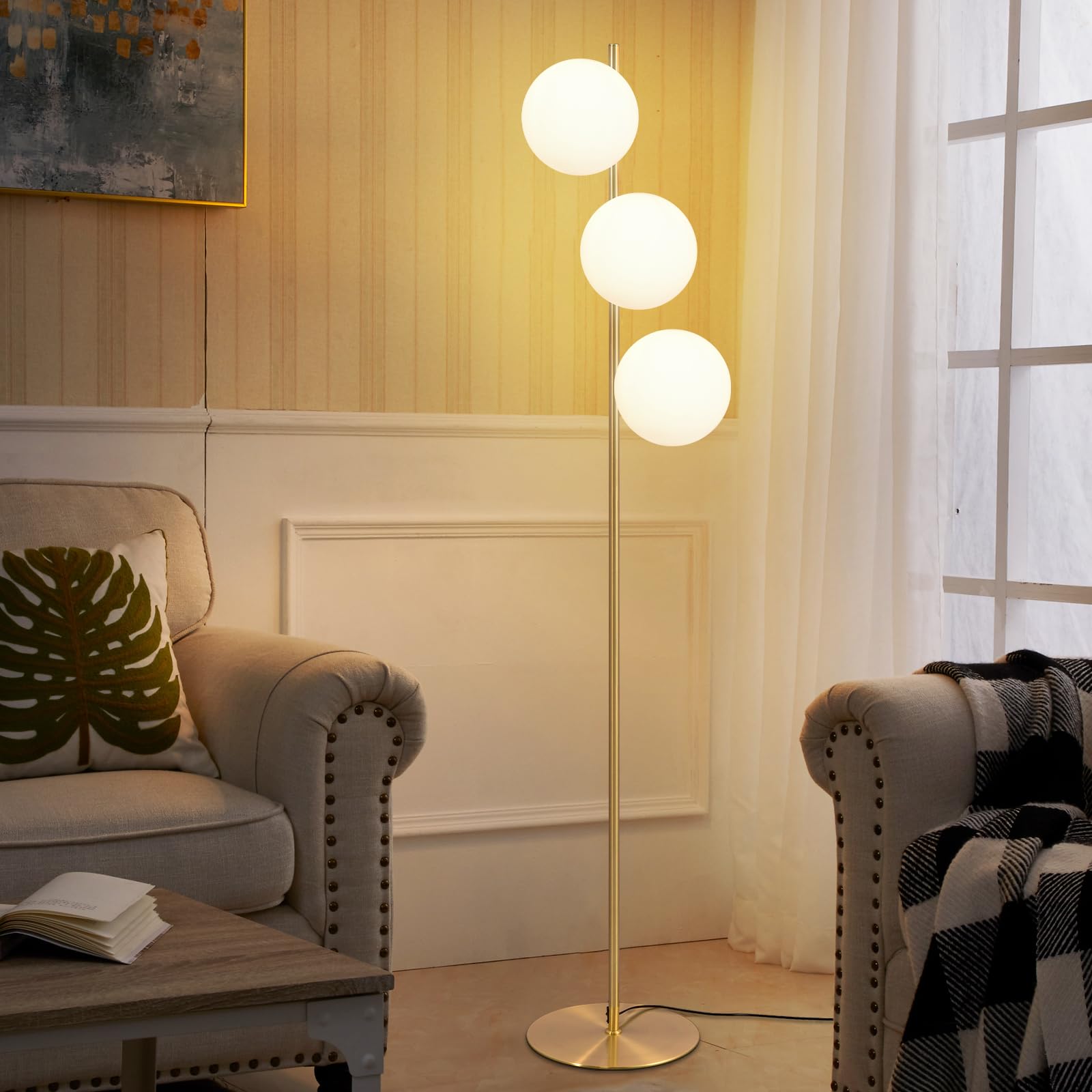 ZMH Lampada da terra moderna a stelo – 3 luci E27 design con interruttore a ped