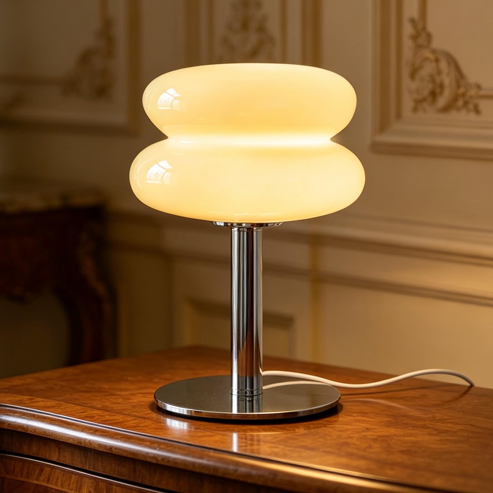 Lámpara de Mesa de Tarta de Huevo, Escritorio de La Lámpara de Hongos, Lampara Amarillo, Lámpara de Mesa de Cristal Vintage, Luz de Noche Elegante para La Sala de Estar de Dormitorio(Amarillo)